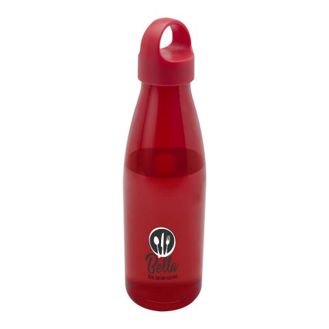 Nachhaltiger Werbeartikel Bergen 800 ml XL-Trinkflasche RCS-recyceltes RPET EFSA-zertifiziert mit Tragegriff – rot – mit Logo bedruckt