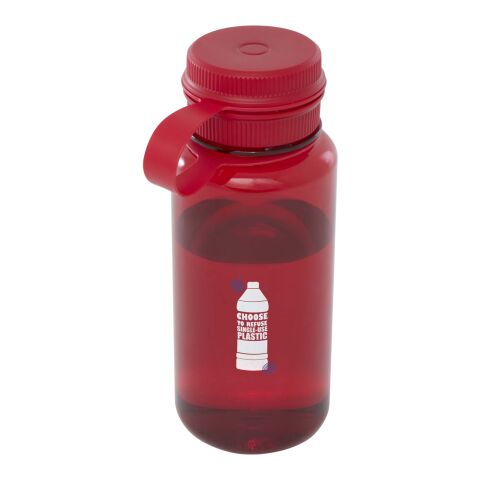 Nachhaltiger Werbeartikel Ryder 900 ml RCS-zertifizierte RPET-Sportflasche mit Multifunktionsdeckel – rot – mit Logo bedruckt