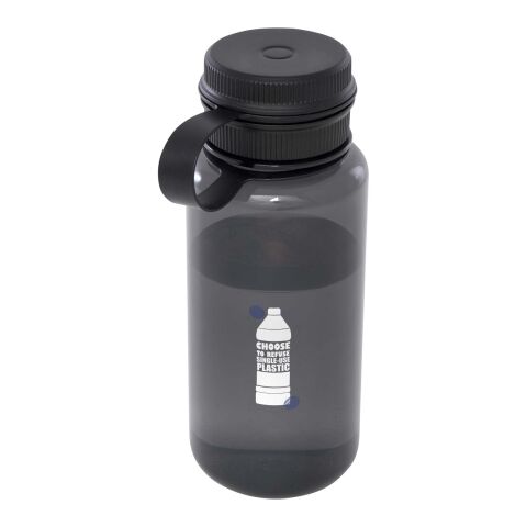 Nachhaltiger Werbeartikel Ryder 900 ml RCS-zertifizierte RPET-Sportflasche mit Multifunktionsdeckel – schwarz – mit Logo bedruckt