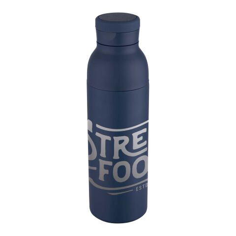 48h Express-Druck Nachhaltiger Werbeartikel Illuminate 650 ml RCS doppelwandige Isolierflasche aus recyceltem Edelstahl – navy – mit Logo bedruckt