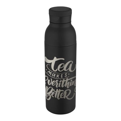 48h Express-Druck Nachhaltiger Werbeartikel Illuminate 650 ml RCS doppelwandige Isolierflasche aus recyceltem Edelstahl – Schwarz – mit Logo bedruckt