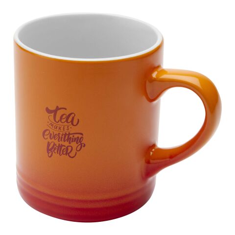 Werbeartikel Laguna 330 ml Keramiktasse elegantes Design mit Farbverlauf spülmaschinenfest inkl. Geschenkbox – orange – mit Logo bedruckt