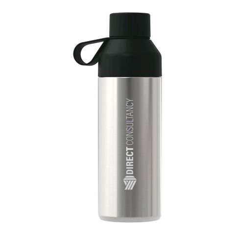 Nachhaltiger Werbeartikel Ocean Bottle Lite 620 ml CO2-neutral 65% Recycling-Stahl 2 Öffnungen & Griff – schwarz – mit Logo bedruckt