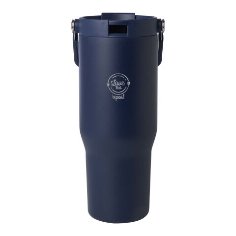 Werbeartikel Bronx 900 ml RCS-zertifizierter Kupfer-Vakuum Isolierbecher aus Edelstahl mit Doppelfunktionsdeckel – navy – mit Logo bedruckt