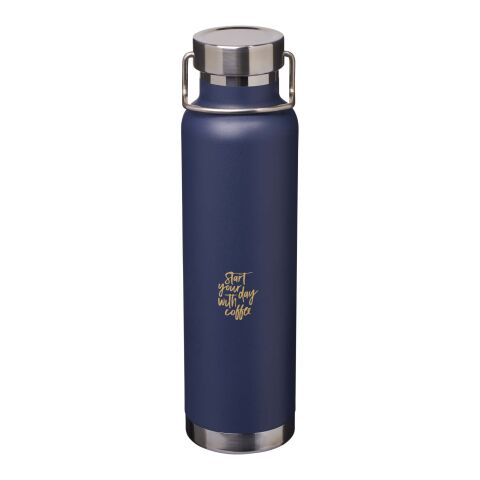 48h Express-Druck Nachhaltiger Werbeartikel Thor 650 ml RCS-zertifizierte Kupfer-Vakuum Isolierflasche aus recyceltem Edelstahl – navy – mit Logo
