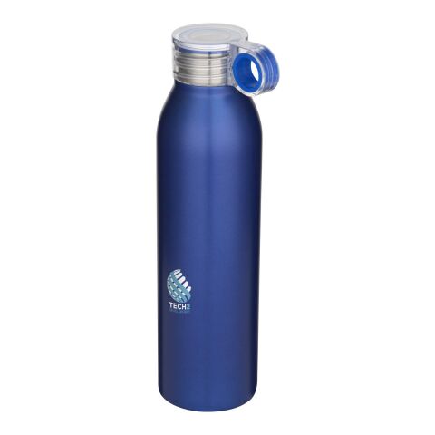 Nachhaltiger Werbeartikel Trinkflasche Grom 650 ml recycelter Edelstahl RCS einwandig Schraubdeckel auslaufsicher Trageriemen – royalblau – mit Logo