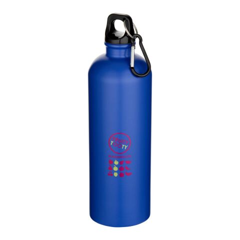 Nachhaltiger Werbeartikel Oregon 750 ml matte RCS-zertifizierte, einwandige Trinkflasche aus recyceltem Edelstahl mit Karabinerhaken – royalblau – mit