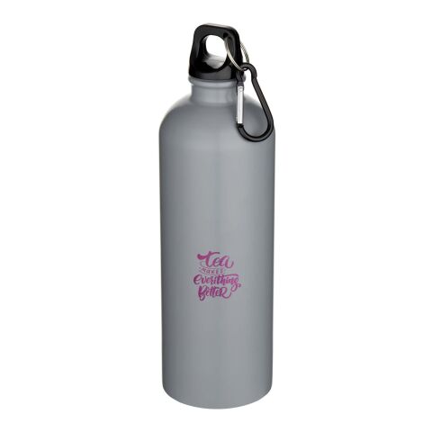 Nachhaltiger Werbeartikel Oregon 750 ml matte RCS-zertifizierte, einwandige Trinkflasche aus recyceltem Edelstahl mit Karabinerhaken – grau – mit Logo