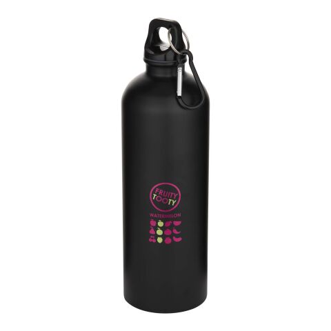 Nachhaltiger Werbeartikel Oregon 750 ml matte RCS-zertifizierte, einwandige Trinkflasche aus recyceltem Edelstahl mit Karabinerhaken – schwarz – mit