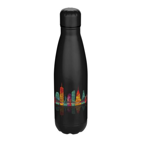 Werbeartikel Edelstahl Trinkflasche 750 ml Cove RCS recycelt einwandig BPA-frei leicht robust – Schwarz – mit Logo bedruckt