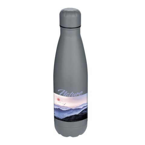 Werbeartikel Edelstahl Trinkflasche 750 ml Cove RCS recycelt einwandig BPA-frei leicht robust – grau – mit Logo bedruckt