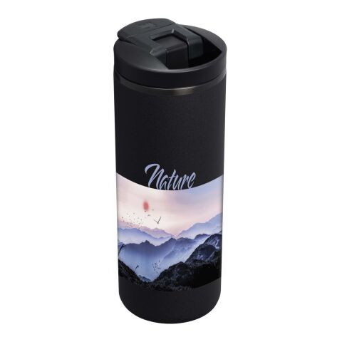 Werbeartikel Stanley 350 ml Transit Fliptop Thermobecher ultraleicht &amp; auslaufsicher Vakuum-Isolierung spülmaschinenfest – schwarz – mit Logo bedruckt