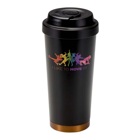 48h Express-Druck Werbeartikel Hampton 480 ml RCS vakuumisolierter One-Touch Becher aus recyceltem Edelstahl – schwarz – mit Logo bedruckt