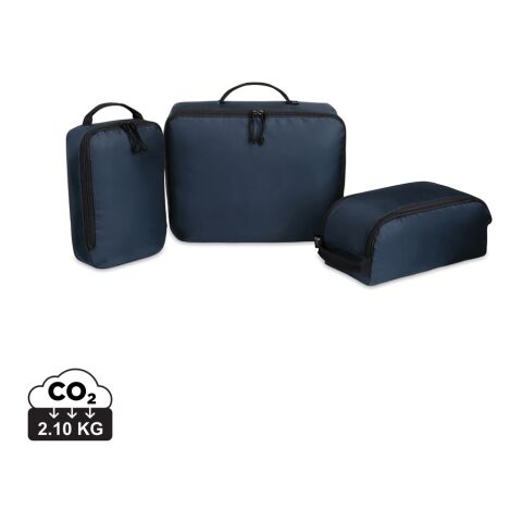 Werbeartikel Renew AWARE™ rPET 3-teiliges Packing-Cube-Set – marineblau – mit Logo bedruckt