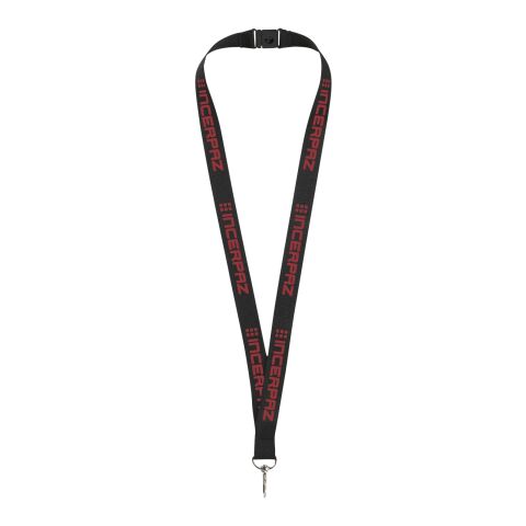 Werbeartikel Lago Lanyard Schlüsselband mit Sicherheitsverschluss weicher Tragekomfort ideal für Siebdruck – schwarz – mit Logo bedruckt
