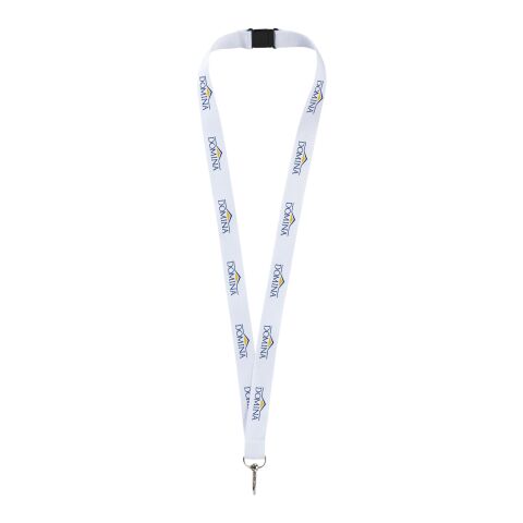Werbeartikel Lago Lanyard Schlüsselband mit Sicherheitsverschluss weicher Tragekomfort ideal für Siebdruck – weiss – mit Logo bedruckt