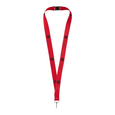 Werbeartikel Lago Lanyard Schlüsselband mit Sicherheitsverschluss weicher Tragekomfort ideal für Siebdruck – rot – mit Logo bedruckt