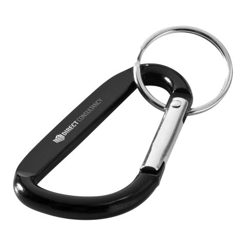 Werbeartikel Timor Timor Karabiner-Schlüsselanhänger aus Aluminium, praktischer Clip für Taschen & Rucksäcke aus recyceltem Aluminium – schwarz – mit