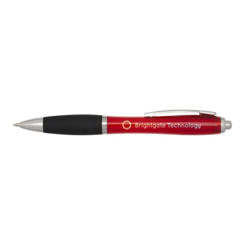 Werbeartikel Nash RCS Kugelschreiber aus recyceltem Kunststoff mit farbigem Schaft und schwarzem Griff (schwarze Tinte) – rot – mit Logo bedruckt