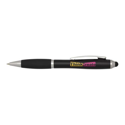 Werbeartikel Nash RCS Stylus Kugelschreiber aus recyceltem Kunststoff mit farbigem Schaft und schwarzem Griff (schwarze Tinte) – schwarz – mit Logo