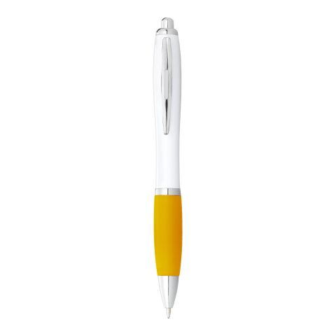 Nash Kugelschreiber weiß mit farbigem Griff blaue Tinte Standard | weiß-gelb | ohne Werbeanbringung | Nicht verfügbar | Nicht verfügbar