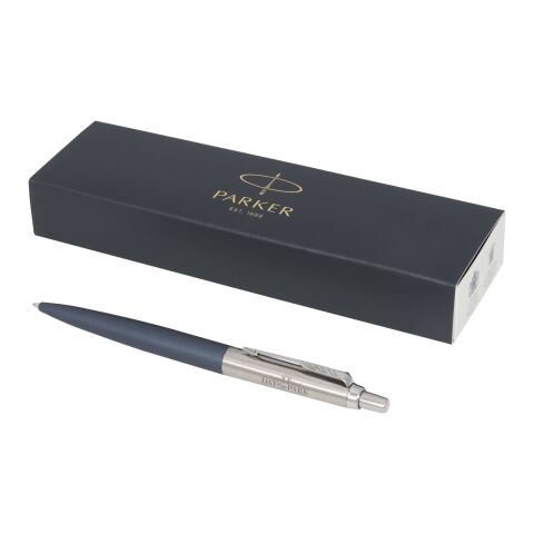 Werbeartikel Parker Jotter XL matt mit Kugelschreiber mit Chromverzierung – blau – mit Logo bedruckt