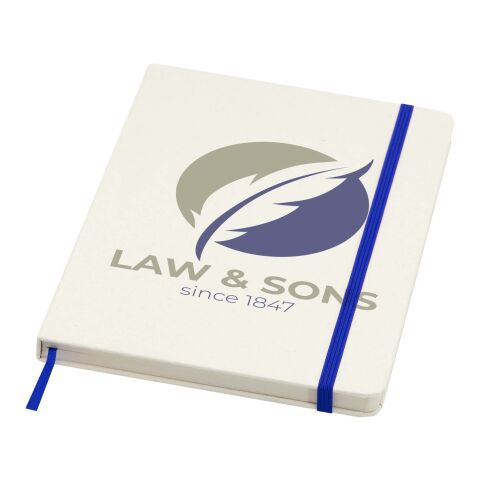 Nachhaltiger Werbeartikel Bass A5 recyceltes Notizbuch, liniert – royalblau – mit Logo bedruckt