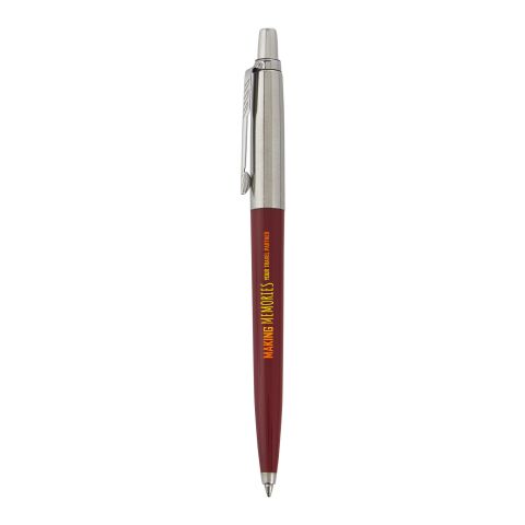 Nachhaltiger Werbeartikel Parker Jotter Recycled Kugelschreiber (blaue Mine) – dunkelrot – mit Logo bedruckt