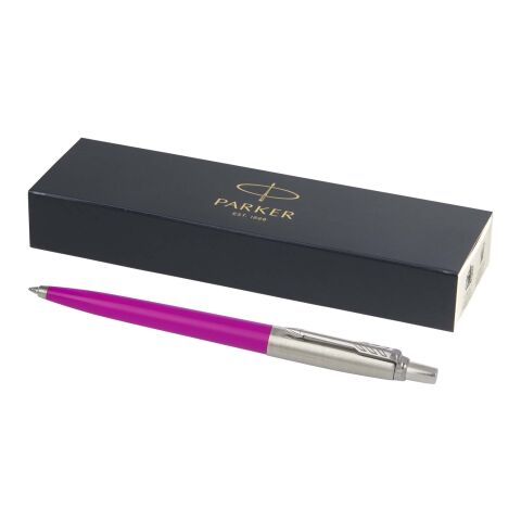 Nachhaltiger Werbeartikel Parker Jotter Recycled Kugelschreiber (blaue Mine) – magenta – mit Logo bedruckt