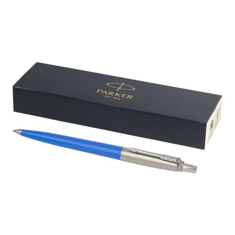 Nachhaltiger Werbeartikel Parker Jotter Recycled Kugelschreiber (blaue Mine) – processblau – mit Logo bedruckt