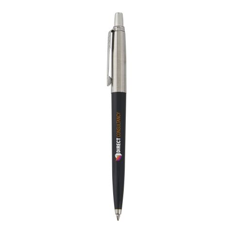 Nachhaltiger Werbeartikel Parker Jotter Recycled Kugelschreiber (blaue Mine) – schwarz – mit Logo bedruckt