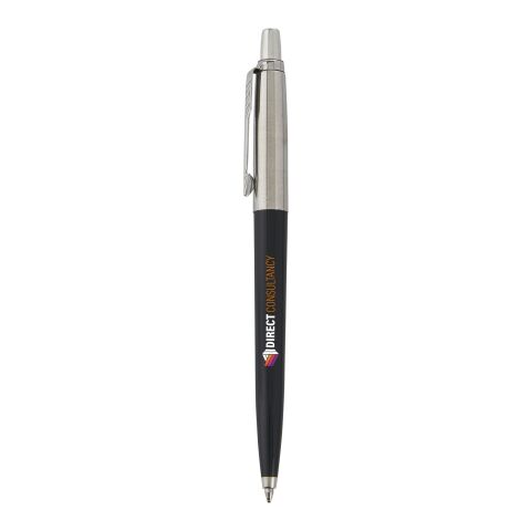 Nachhaltiger Werbeartikel Parker Jotter Recycled Kugelschreiber Schwarze Tinte – schwarz – mit Logo bedruckt