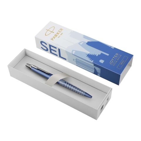Werbeartikel Parker Jotter SE Global Icons Kugelschreiber (blaue Mine) – Electric Blue – mit Logo bedruckt