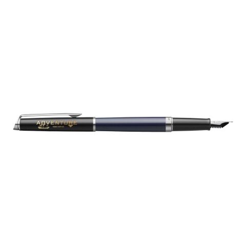 Werbeartikel Waterman Hemisphere Color-Block Füllfederhalter mit Palladiumbeschichtung (blaue Mine) – blau-schwarz – mit Logo bedruckt