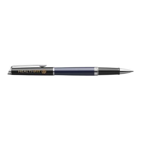 Werbeartikel Waterman Hemisphere Color-Block Tintenroller mit Palladiumbeschichtung (schwarze Mine) – blau-schwarz – mit Logo bedruckt