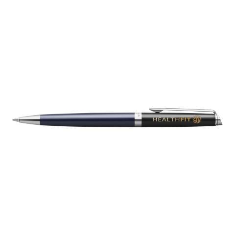 Werbeartikel Waterman Hemisphere Color-Block Kugelschreiber mit Palladiumbeschichtung (blaue Mine) – blau-schwarz – mit Logo bedruckt