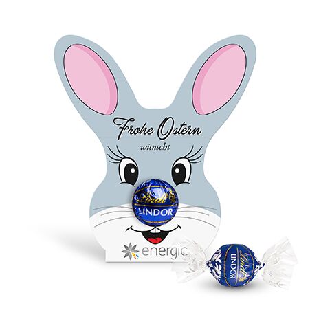 Werbeartikel Lindt Lindor Kugel in Werbekartonage "Osterhase" – mit Logo bedruckt