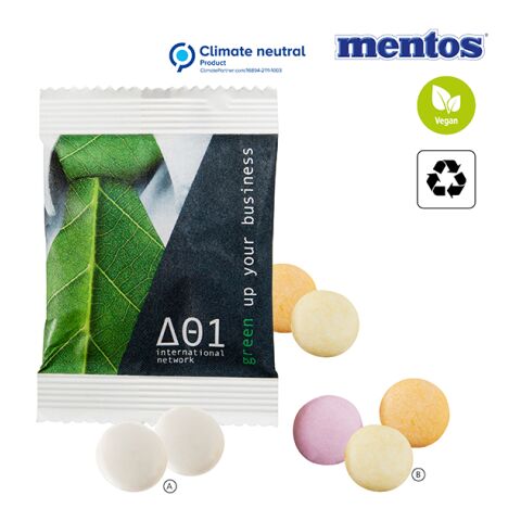 2er mentos im weißem Papiertütchen 2-farbiger Digital- oder Flexodruck | Classic Fruit Mix