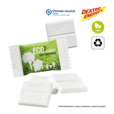 DEXTRO ENERGY* im Papierflowpack weiß | 2-farbiger Digital- oder Flexodruck