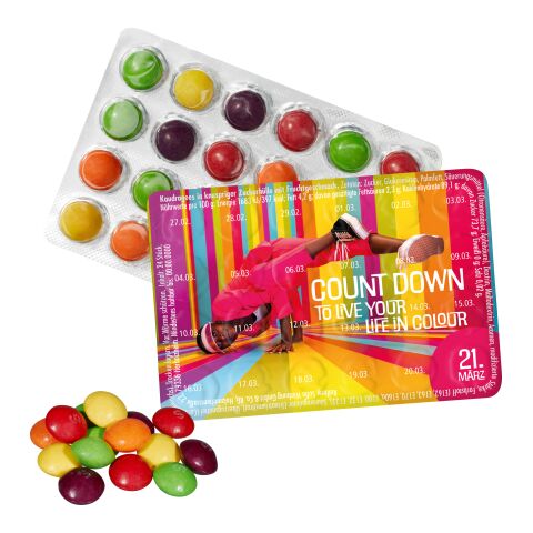 Kleinster Event-Kalender der Welt mit SKITTLES® Original Fruity Candy 1-farbiger Digital- oder Flexodruck