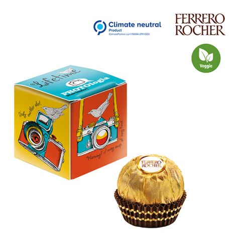 Mini Promo-Würfel mit Ferrero Rocher weiß | 2-farbiger Digitaldruck