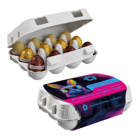 12er Ostereier-Karton mit Ferrero Rocher Eiern 5-farbiger Digitaldruck