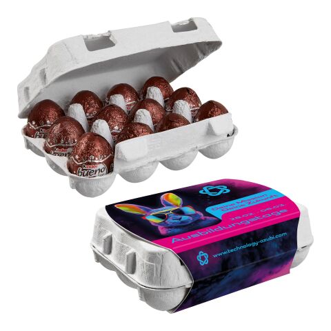 12er Ostereier-Karton mit Kinder Bueno Eiern 3-farbiger Digitaldruck