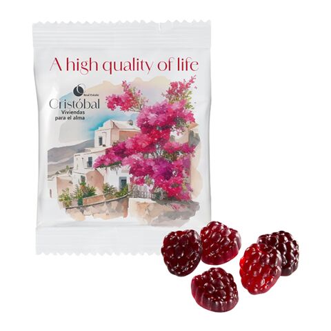 Veganes -80% Zucker Fruchtgummi im kompostierbaren Tütchen ohne Werbeanbringung