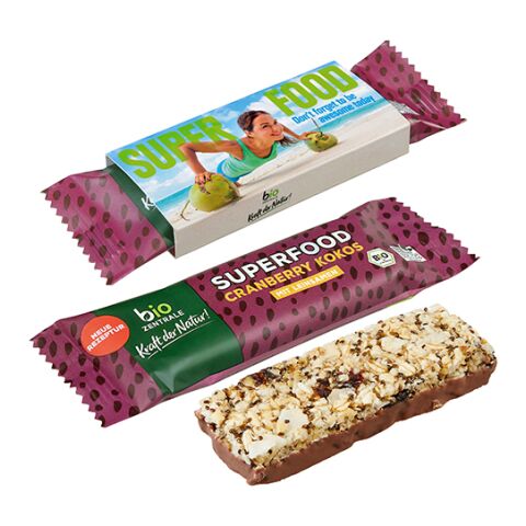 BIO Müsliriegel SUPERFOOD Cranberry + Kokos ohne Werbeanbringung