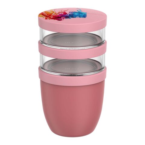 48h Express-Druck Werbeartikel Mepal Ellipse Dreiteiliger, 500 ml + 2 x 200 ml isolierter Lunchpot – rosa – mit Logo bedruckt