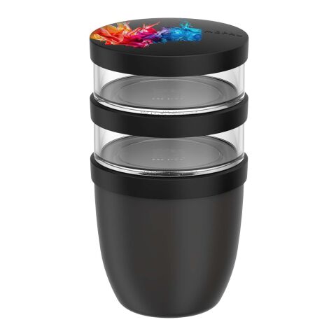 Werbeartikel Mepal Ellipse Dreiteiliger, 500 ml + 2 x 200 ml isolierter Lunchpot – schwarz – mit Logo bedruckt