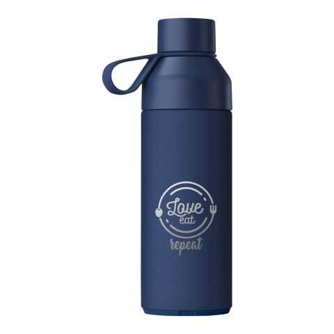 Werbeartikel Ocean Bottle 500 ml 3-in-1 Set modular mit Strohhalm-, Brüh- & Originaldeckel – Ozeanblau – mit Logo bedruckt