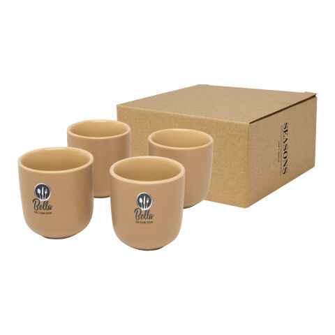 Werbeartikel 4-teiliges Male Espressotassen-Set 90 ml aus Keramik im nordischen Stil für Messen & Events – Oatmeal – mit Logo bedruckt