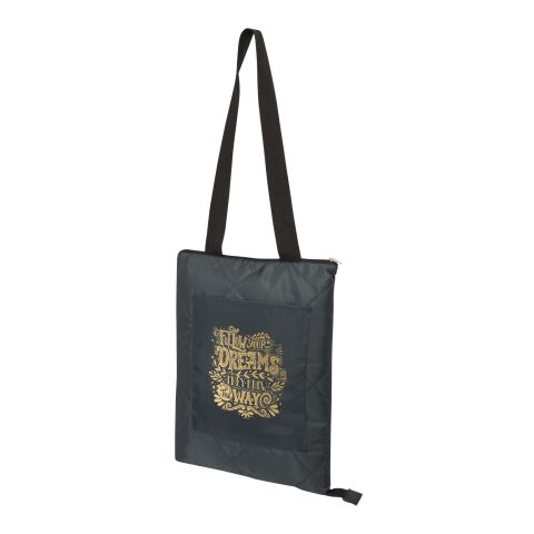Werbeartikel Clary Picknickdecke aus Recyceltem GRS-Polyester – grau – mit Logo bedruckt